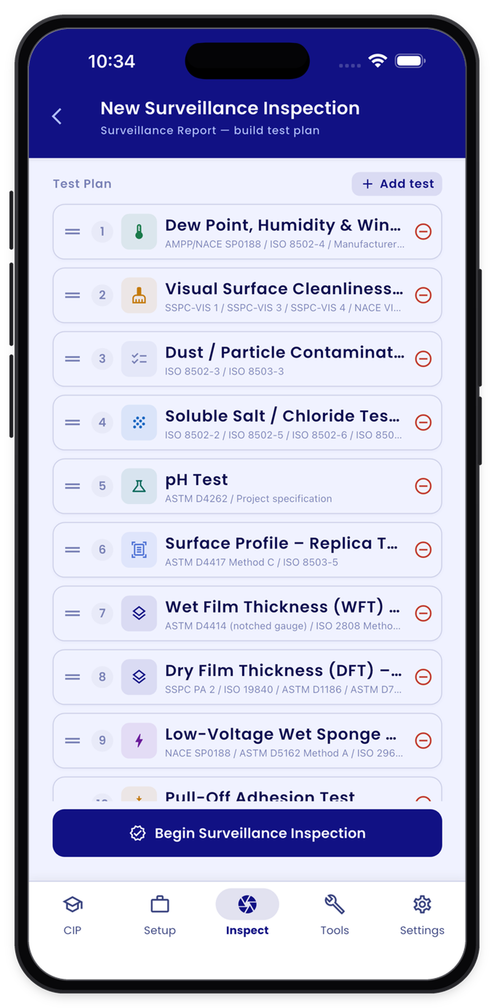 Build the inspection test plan