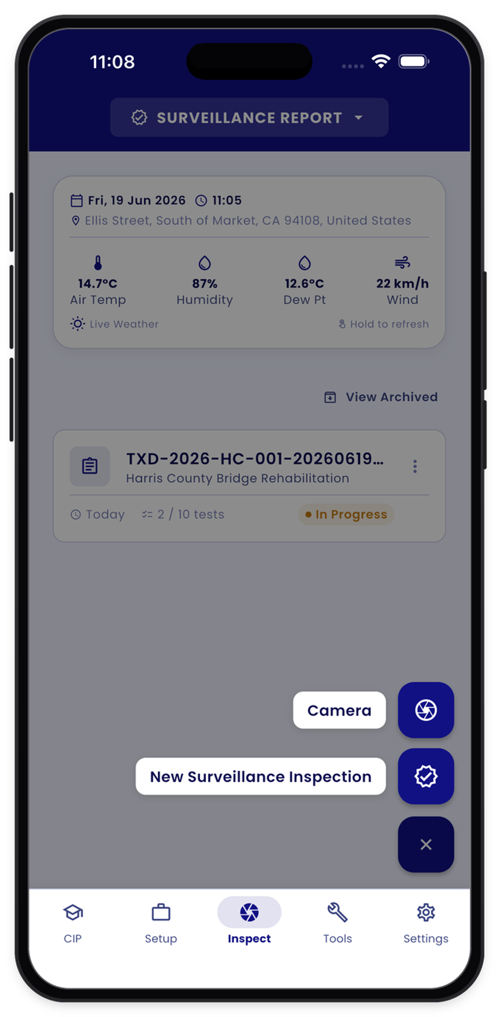 Start a new inspection report